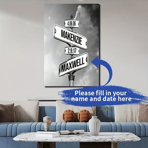 Planet Gates 40*60cm（15.7*23.6in） Custom Crossroad Signpost Poster Personalized Wall Art Canvas Print for Indoor Decor Ideal Gift for Home Office Living Room Bedroom Kitchen