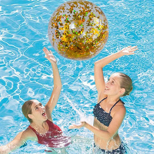Planet Gates 40/60cm Inflatable Glitter Beach Ball Summer Water Ball Sequin Beach Balls for Summer Swimming Pool Party Toys for Kids Adult