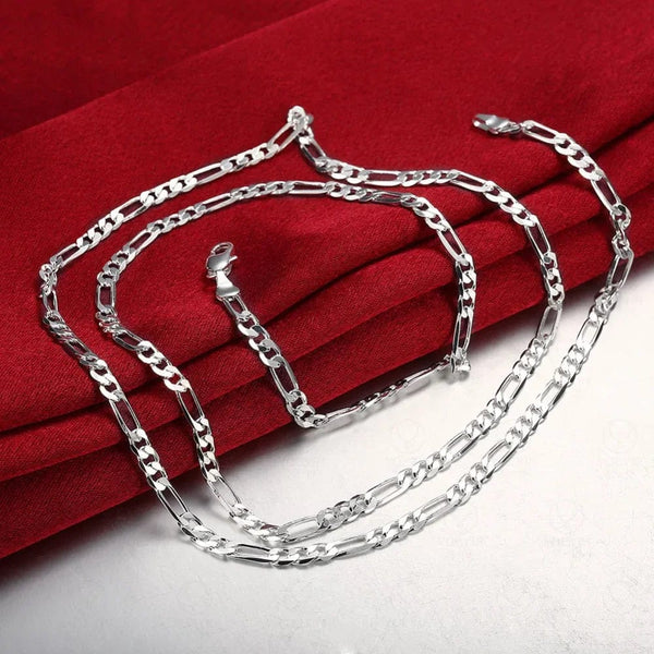Planet Gates 40-75cm 925 Silver 4mm Figaro Chain Necklace For Women Men Long Necklace Hip Hop Jewelry Gift