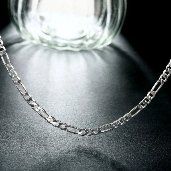 Planet Gates 40-75cm 925 Silver 4mm Figaro Chain Necklace For Women Men Long Necklace Hip Hop Jewelry Gift