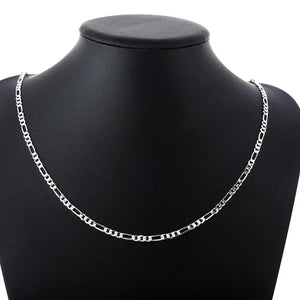 Planet Gates 40-75cm 925 Silver 4mm Figaro Chain Necklace For Women Men Long Necklace Hip Hop Jewelry Gift