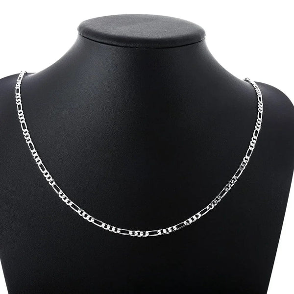 Planet Gates 40-75cm 925 Silver 4mm Figaro Chain Necklace For Women Men Long Necklace Hip Hop Jewelry Gift