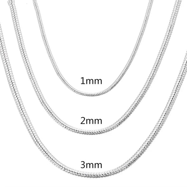 Planet Gates 40-75cm 925 Sterling Silver 1MM/2MM/3MM solid Snake Chain Necklace For Men Women Fashion Jewelry for pendant free shipping