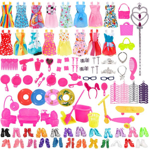 Planet Gates 40 pcs 40Pcs/Set Barbies Doll Clothes Swimsuits Bikini Accessories for Barbie Doll Shoes Boots Skateboard For Barbie Doll Accessories