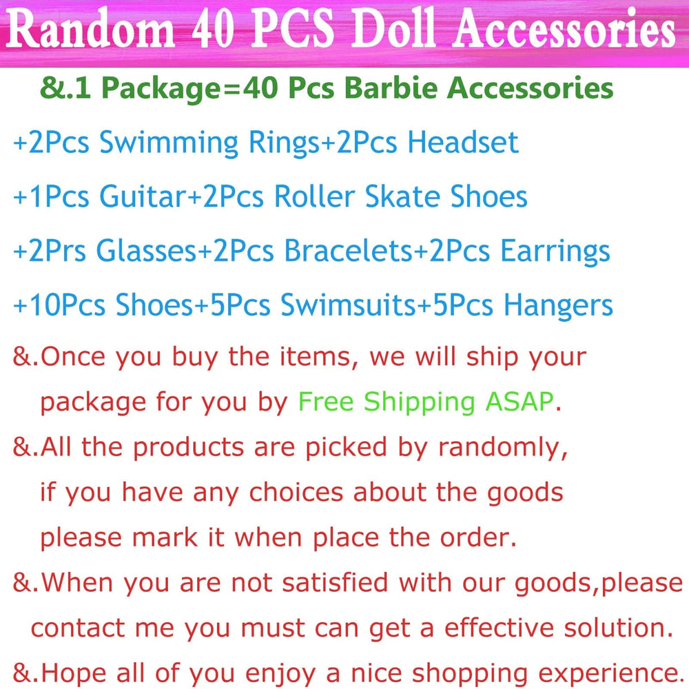 Planet Gates 40 pcs 40Pcs/Set Barbies Doll Clothes Swimsuits Bikini Accessories for Barbie Doll Shoes Boots Skateboard For Barbie Doll Accessories