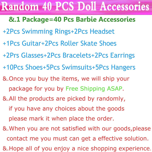 Planet Gates 40 pcs 40Pcs/Set Barbies Doll Clothes Swimsuits Bikini Accessories for Barbie Doll Shoes Boots Skateboard For Barbie Doll Accessories