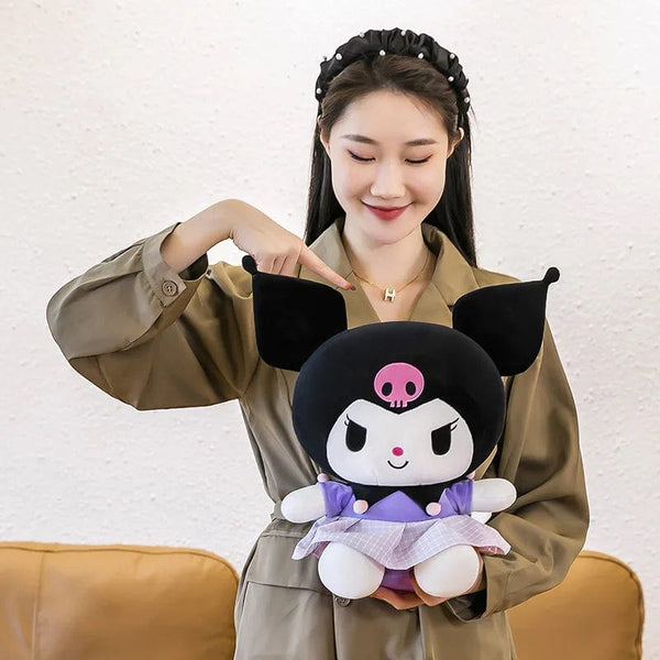 Planet Gates 40cm BK kuromi 40cm Sanrio Kuromi Doll Plush Toy Cartoon Melody Doll Pillow Gift Children's Room Decoration Plushie Dolls Gifts for Kids