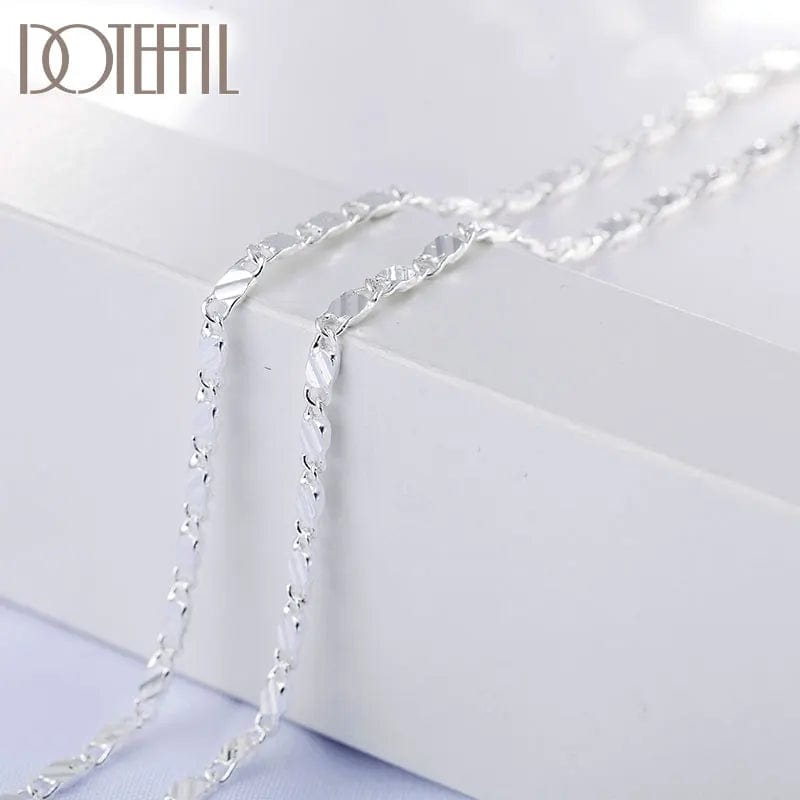 Planet Gates 40cm DOTEFFIL 925 Sterling Silver 16/18/20/22/24/26/28/30 Inch 2mm Charm Chain Necklace For Women Man Fashion Wedding Party Jewelry