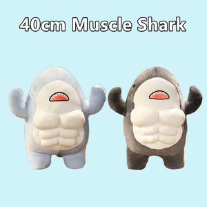 Planet Gates 40CM Muscle Shark Plush Doll Cute Worked Out Shark Stuffed Cartoon Toys Strong Animal Pillow For Girl Boyfriend Gifts
