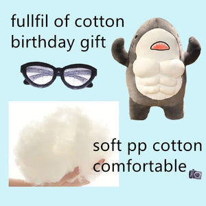 Planet Gates 40CM Muscle Shark Plush Doll Cute Worked Out Shark Stuffed Cartoon Toys Strong Animal Pillow For Girl Boyfriend Gifts