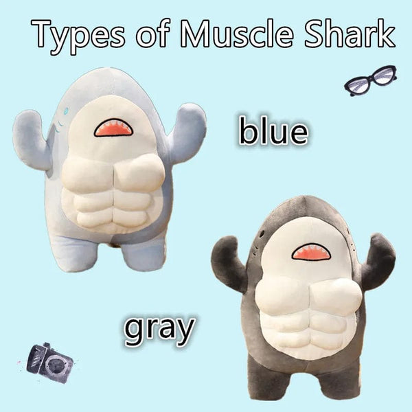 Planet Gates 40CM Muscle Shark Plush Doll Cute Worked Out Shark Stuffed Cartoon Toys Strong Animal Pillow For Girl Boyfriend Gifts