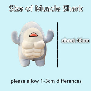 Planet Gates 40CM Muscle Shark Plush Doll Cute Worked Out Shark Stuffed Cartoon Toys Strong Animal Pillow For Girl Boyfriend Gifts