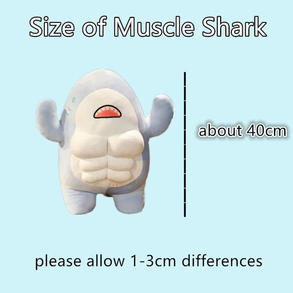 Planet Gates 40CM Muscle Shark Plush Doll Cute Worked Out Shark Stuffed Cartoon Toys Strong Animal Pillow For Girl Boyfriend Gifts