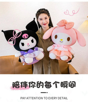 Planet Gates 40cm Sanrio Kuromi Doll Plush Toy Cartoon Melody Doll Pillow Gift Children's Room Decoration Plushie Dolls Gifts for Kids