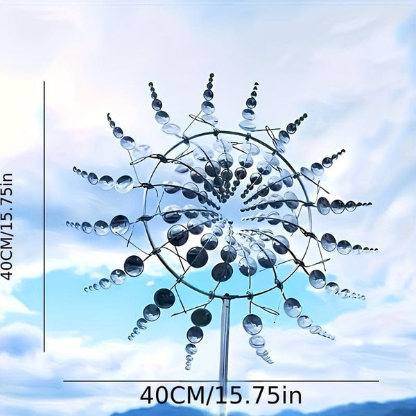 Planet Gates 40cm Silver 1pc Magical Metal Windmill, 3D Metal Outdoor Wind Spinners For Yard And Garden, Unique Metal Kinetic Wind Sculptures & Spinners, Wind Catchers Metal Outdoor Lawn Patio Decoration Wind Sculpture
