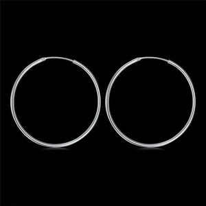 Planet Gates 40MM 100% Pure 925 Sterling Silver Hoop Earrings For Women 50mm 60mm Round Circle Loop Simple Woman Silver Hoop Earrings