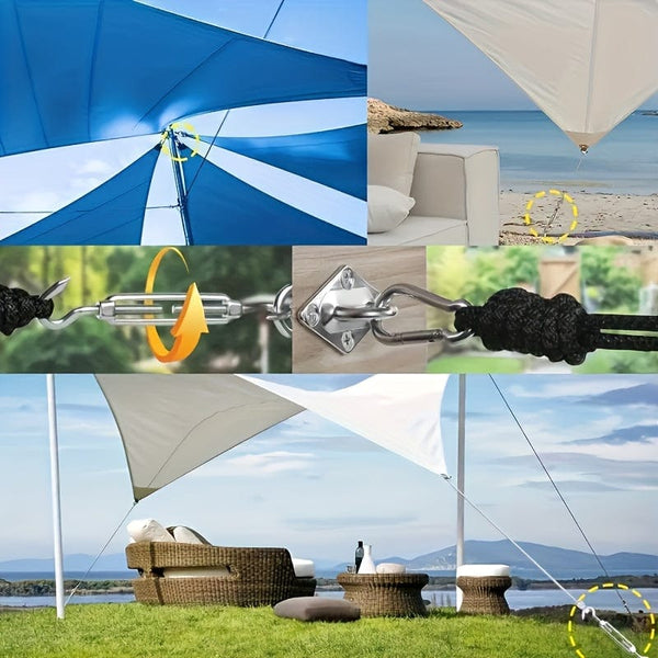 Planet Gates 40pcs 40pcs, Sun Shade Sail Hardware Kit 12.7cm 304 Stainless Steel For Rectangular Square Triangle Sun Shade Sail Installation Patio Lawn And Garden, Heavy Duty Anti-Rust Sail Shade Hardware Kit