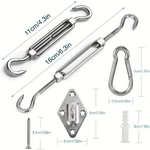 Planet Gates 40pcs 40pcs, Sun Shade Sail Hardware Kit 12.7cm 304 Stainless Steel For Rectangular Square Triangle Sun Shade Sail Installation Patio Lawn And Garden, Heavy Duty Anti-Rust Sail Shade Hardware Kit