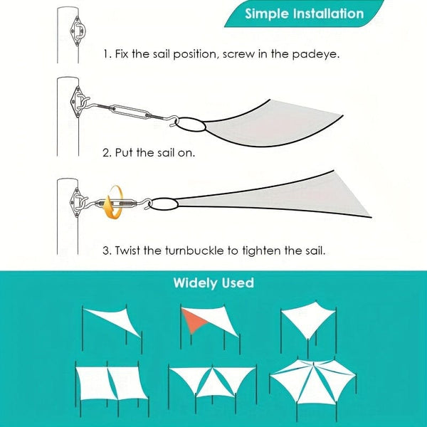 Planet Gates 40pcs 40pcs, Sun Shade Sail Hardware Kit 304 Stainless Steel For Rectangular Square Triangle Sun Shade Sail Installation Patio Lawn And Garden, Heavy Duty Anti-Rust Sail Shade Hardware Kit, 12.7cm