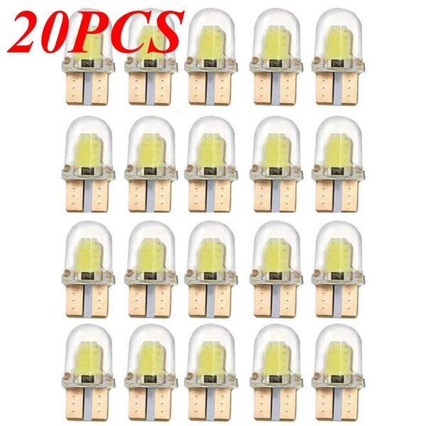 Planet Gates 40Pcs LED W5W T10 194 168 W5W COB 4SMD Led Parking Bulb Auto Wedge Clearance Lamp Canbus Silica Bright White License Light Bulbs