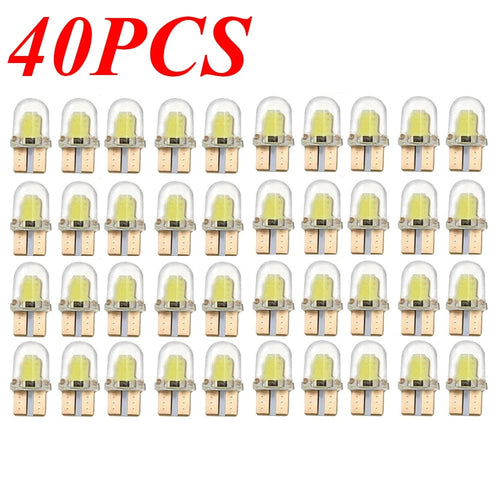 Planet Gates 40Pcs LED W5W T10 194 168 W5W COB 4SMD Led Parking Bulb Auto Wedge Clearance Lamp Canbus Silica Bright White License Light Bulbs