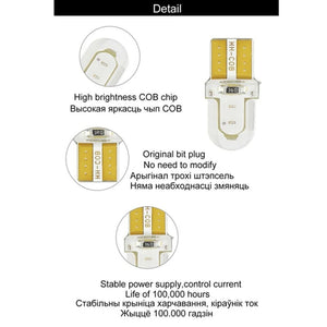 Planet Gates 40Pcs LED W5W T10 194 168 W5W COB 4SMD Led Parking Bulb Auto Wedge Clearance Lamp Canbus Silica Bright White License Light Bulbs