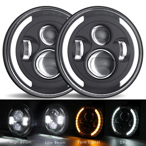 Planet Gates 40w Halo light Black 1 2x Car 7 Inch Led Headlight Hi/Low H4 Halo Angle Eyes DRL For Jeep JK TJ OffRoad Defender Hummer 4x4 Suzuki Samurai Headlamp