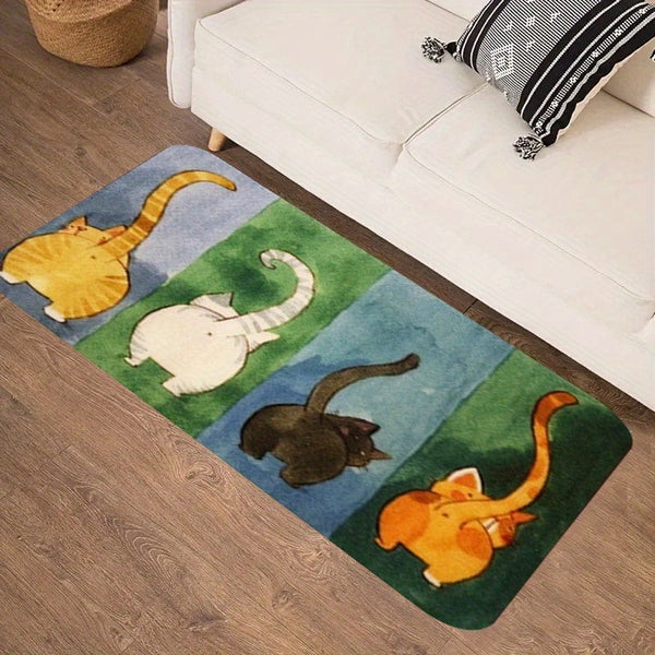 Planet Gates 40x120cm/16''x47'' 1pc, Thickened Cute Cat Door Mat Into The Living Room Carpet Bedroom Mat Door Mat, Bathroom Non-slip Door Mat Floor Mat 0.39inch/1cm Thickness