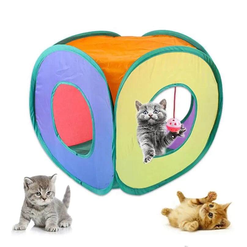 Planet Gates 40x40cm / Rainbow-colored Fun Cat Tunnels Inside Foldable Cube Cat Tent Kitten Toy Tent House Interesting Pet Tunnel Toy Small Dog Playing Training