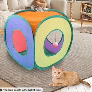 Planet Gates 40x40cm / Rainbow-colored Fun Cat Tunnels Inside Foldable Cube Cat Tent Kitten Toy Tent House Interesting Pet Tunnel Toy Small Dog Playing Training