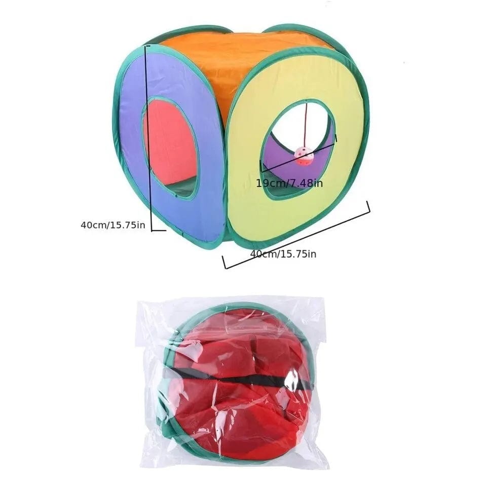 Planet Gates 40x40cm / Rainbow-colored Fun Cat Tunnels Inside Foldable Cube Cat Tent Kitten Toy Tent House Interesting Pet Tunnel Toy Small Dog Playing Training