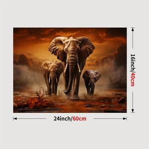 Planet Gates 40x60cm/16x24in(Framed) / Pattern A 1pc Framed Animal Canvas Print Poster, Wild Elephant Canvas Wall Art, Artwork Wall Painting For Bathroom Bedroom Office Living Room Wall Decor, Home Decoration