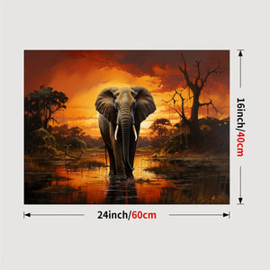 Planet Gates 40x60cm/16x24in(Framed) / Pattern B 1pc Framed Animal Canvas Print Poster, Wild Elephant Canvas Wall Art, Artwork Wall Painting For Bathroom Bedroom Office Living Room Wall Decor, Home Decoration