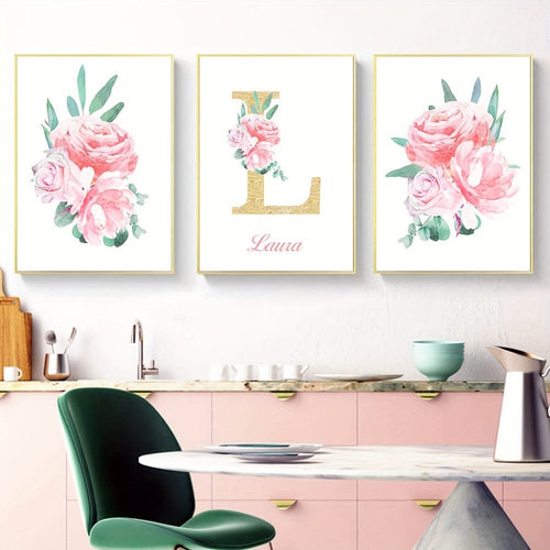 Planet Gates 40x60cmX3pcs/15.7x23.6inX3pcs 3pcs/set Personalized And Customized Name And Letter Poster, Custom Name Print Canvas Painting Wall Art, Birthday Gift, Living Room Bedroom Home Decoration, No Frame Christmas Gift Mother's Day gift