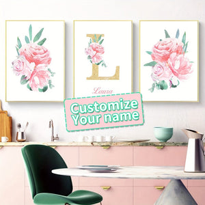 Planet Gates 40x60cmX3pcs/15.7x23.6inX3pcs 3pcs/set Personalized And Customized Name And Letter Poster, Custom Name Print Canvas Painting Wall Art, Birthday Gift, Living Room Bedroom Home Decoration, No Frame Christmas Gift Mother's Day gift