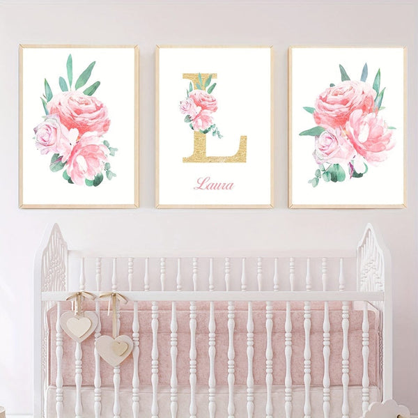 Planet Gates 40x60cmX3pcs/15.7x23.6inX3pcs 3pcs/set Personalized And Customized Name And Letter Poster, Custom Name Print Canvas Painting Wall Art, Birthday Gift, Living Room Bedroom Home Decoration, No Frame Christmas Gift Mother's Day gift