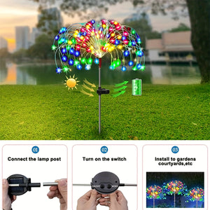 Planet Gates 420LED Solar Garden Lights Solar Firework Lights, 8Mode Lighting Solar Lights Outdoor Waterproof For Garden Patio Walkway Pathway Party Wedding Decorative 360/200/60LED