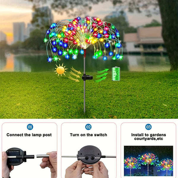 Planet Gates 420LED Solar Garden Lights Solar Firework Lights, 8Mode Lighting Solar Lights Outdoor Waterproof For Garden Patio Walkway Pathway Party Wedding Decorative 360/200/60LED