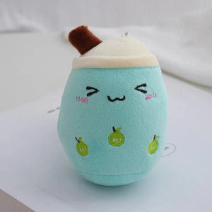 Planet Gates 422968 Blue 12cm Cute Fruit Milk Bubble Tea Plush Pillow Kawaii Soft Stuffed Plushies Toy with Suction Tube Keychain Backpack Pendant Toys Gifts