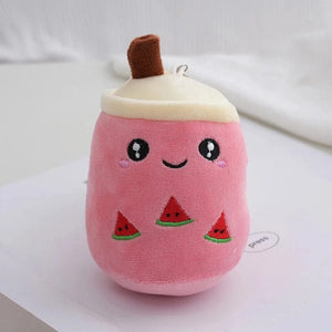 Planet Gates 422969 Pink 12cm Cute Fruit Milk Bubble Tea Plush Pillow Kawaii Soft Stuffed Plushies Toy with Suction Tube Keychain Backpack Pendant Toys Gifts