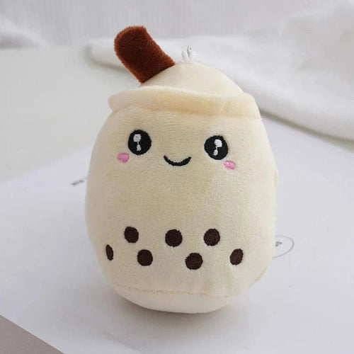 Planet Gates 422971 Beige 12cm Cute Fruit Milk Bubble Tea Plush Pillow Kawaii Soft Stuffed Plushies Toy with Suction Tube Keychain Backpack Pendant Toys Gifts