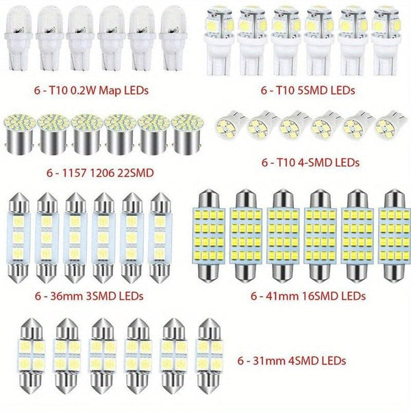 Planet Gates 42pcs 42pcs Durable Car Light Replacement Part Cars Wedge Lights T10 Car Interior Light T5 Map Dome Bulb Tail Lamp License Plate Lighting Trunk Bulbs