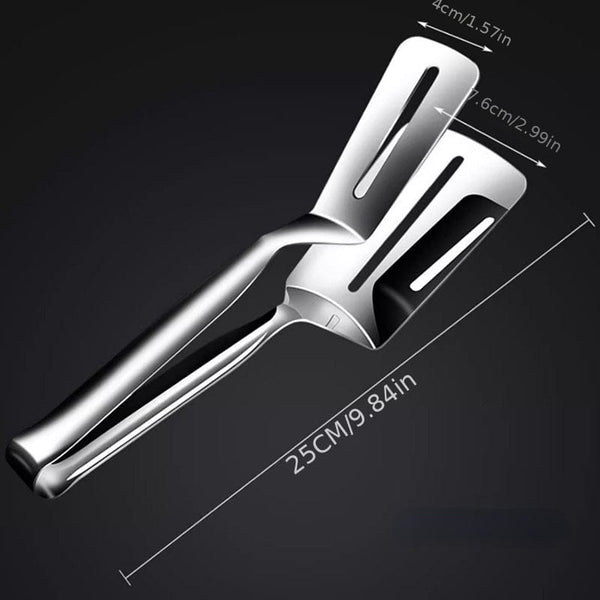 Planet Gates 430 Stainless Steel Frying Tong 1pc, Stainless Steel Fish Spatula Clip, Multi-functional Barbecue Steak Clip, Outdoor Camping Picnic Hiking, Kitchen Stuff Cookware Barbecue Tool Accessories