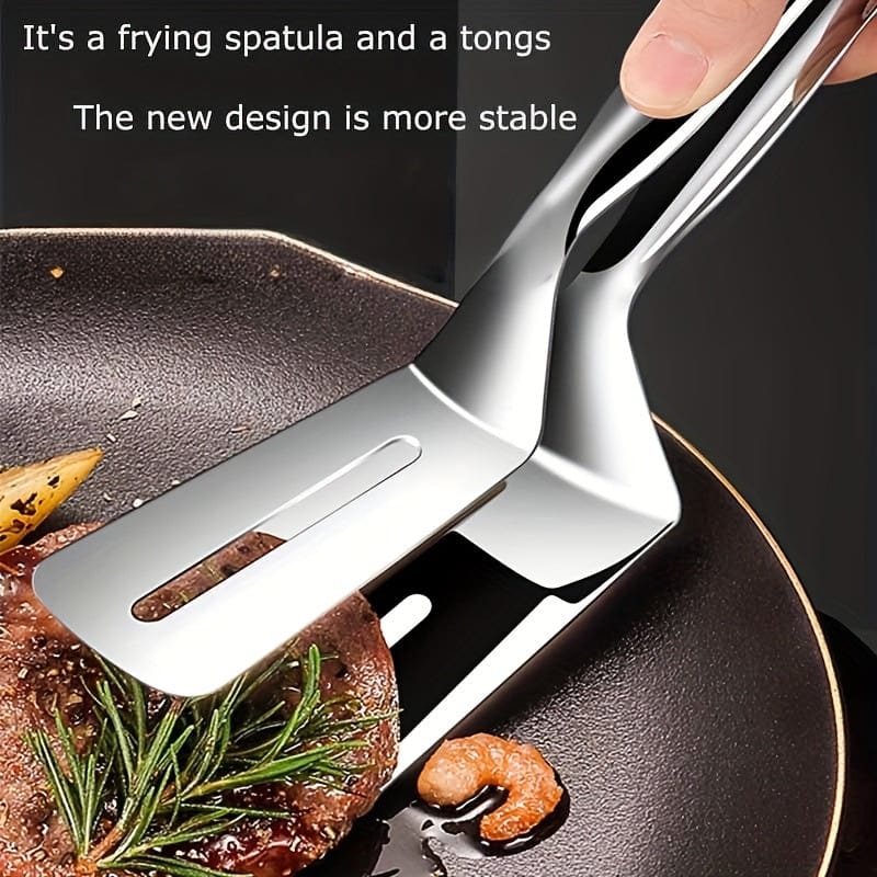 Planet Gates 430 Stainless Steel Frying Tong 1pc, Stainless Steel Fish Spatula Clip, Multi-functional Barbecue Steak Clip, Outdoor Camping Picnic Hiking, Kitchen Stuff Cookware Barbecue Tool Accessories