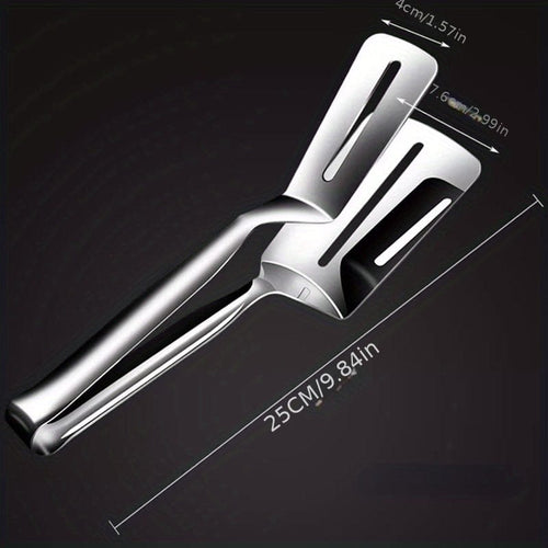 Planet Gates 430 Stainless Steel Frying Tong 1pc, Stainless Steel Fish Spatula Clip, Multi-functional Barbecue Steak Clip, Outdoor Camping Picnic Hiking, Kitchen Stuff Cookware Barbecue Tool Accessories