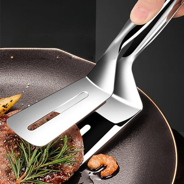 Planet Gates 430 Stainless Steel Frying Tong 1pc, Stainless Steel Fish Spatula Clip, Multi-functional Barbecue Steak Clip, Outdoor Camping Picnic Hiking, Kitchen Stuff Cookware Barbecue Tool Accessories