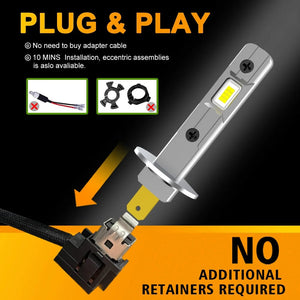 Planet Gates 4300K Warm White / H1(24V) MZGN 2Pcs 12000LM H1 LED Headlight Bulb Canbus Car Head Fog Light 6500K White 12V-24V Super bright,plug and play Fanless