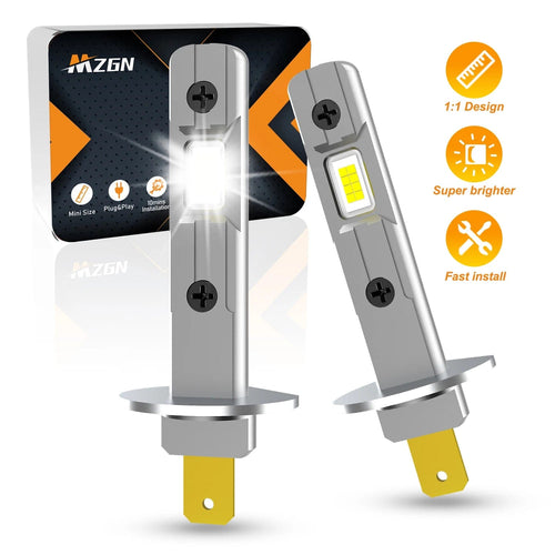 Planet Gates 4300K Warm White / H1(24V) MZGN 2Pcs 12000LM H1 LED Headlight Bulb Canbus Car Head Fog Light 6500K White 12V-24V Super bright,plug and play Fanless