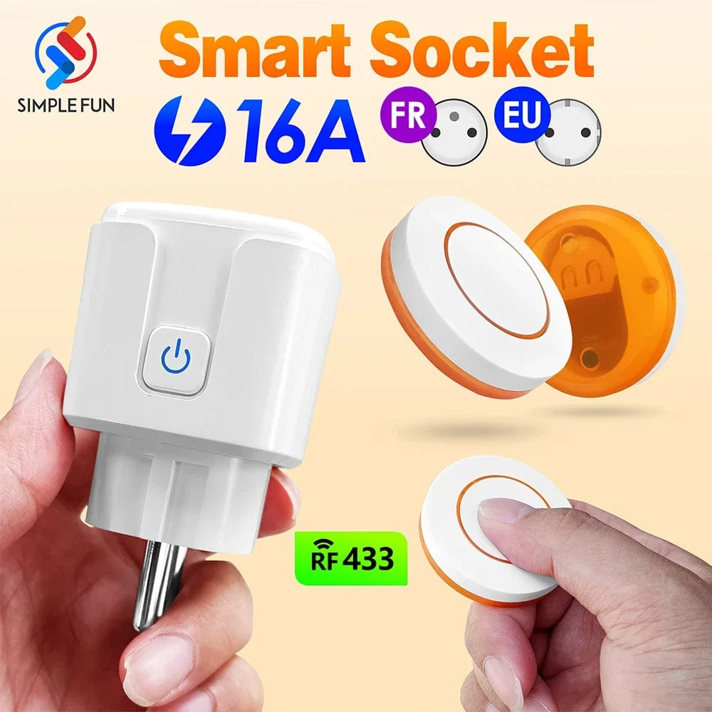 Planet Gates 433Mhz EU FR Wireless Remote Control Plug 16A 220V RF Smart Socket Mini Round Remote,Electrical Outlet for Home Appliance ON/OFF