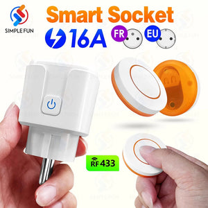 Planet Gates 433Mhz EU FR Wireless Remote Control Plug 16A 220V RF Smart Socket Mini Round Remote,Electrical Outlet for Home Appliance ON/OFF